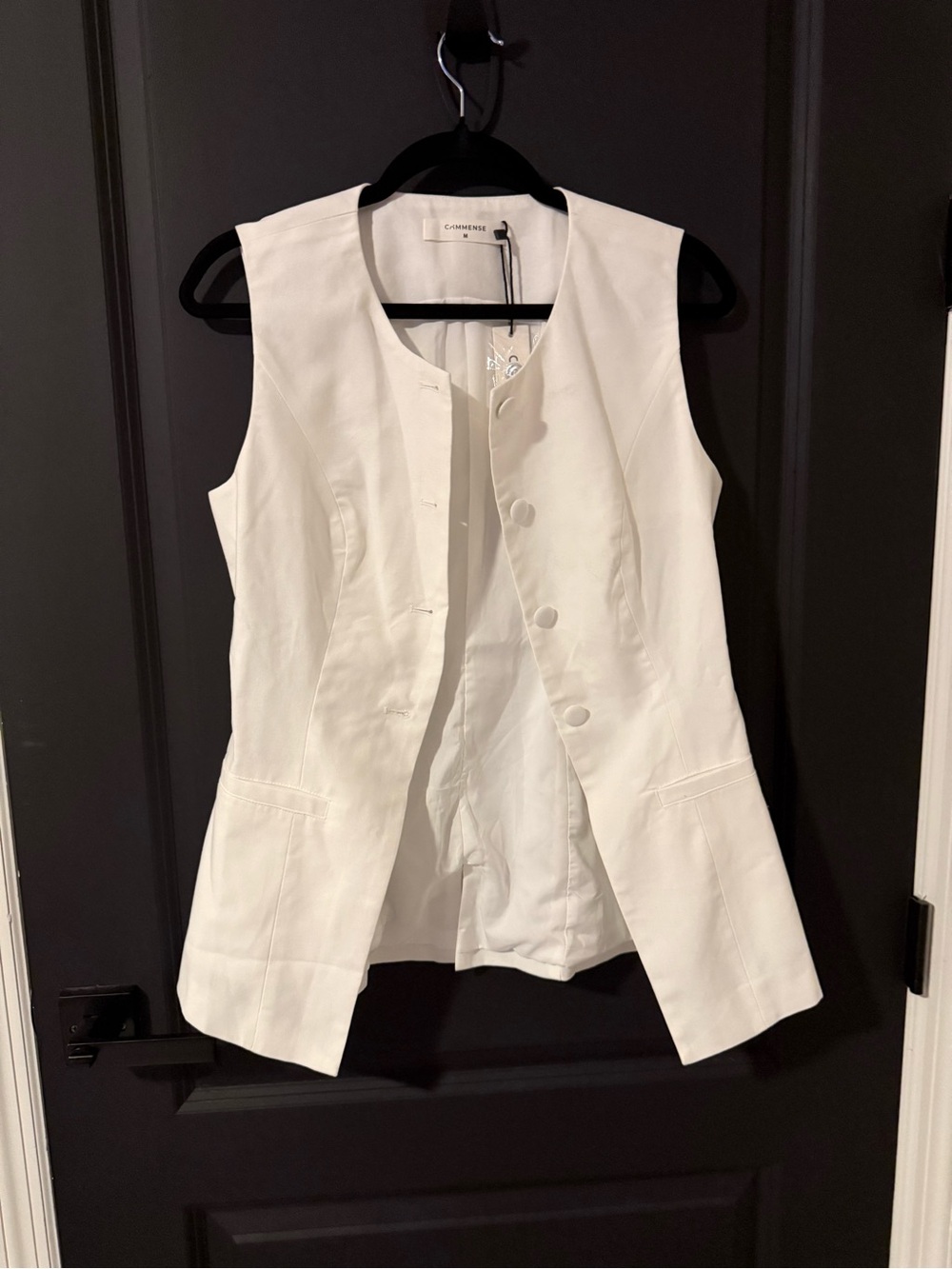 Commense Sleeveless White Tailored Vest